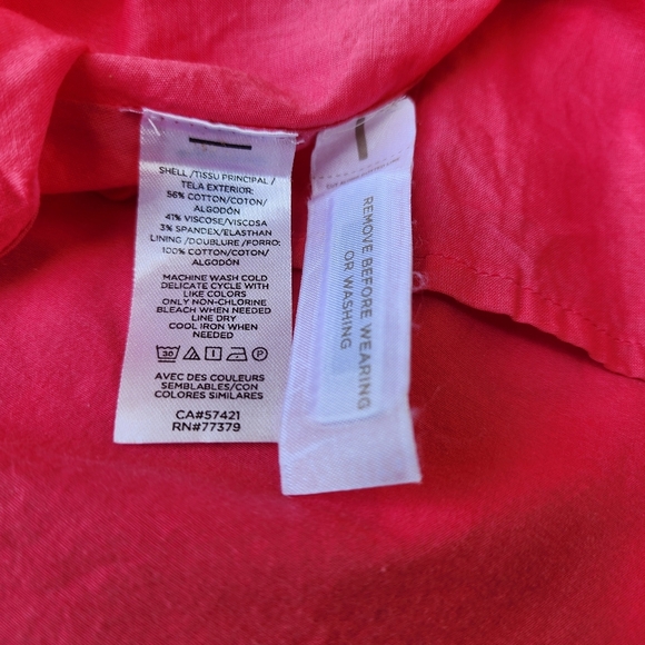 Ann Taylor Pink Poplin Flutter Sleeve V Neck Midi Dress Pockets Cotton Blend 4 - Picture 12 of 13